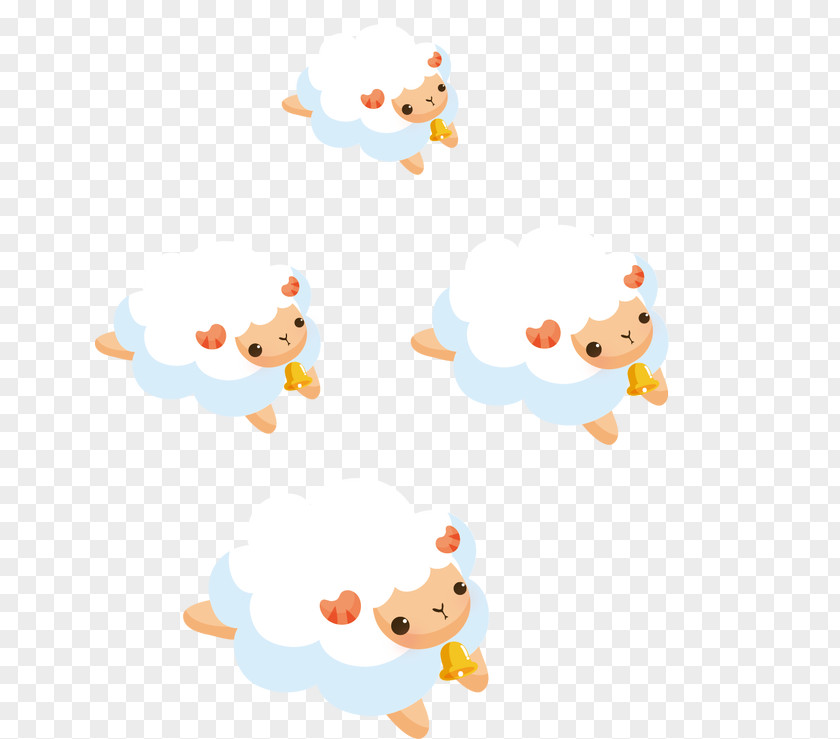 Cute Cartoon Sheep Flock Textile Carnivora Illustration PNG