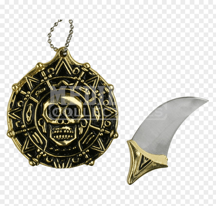 Pirate Coins Locket Neck Knife Gold Blade PNG