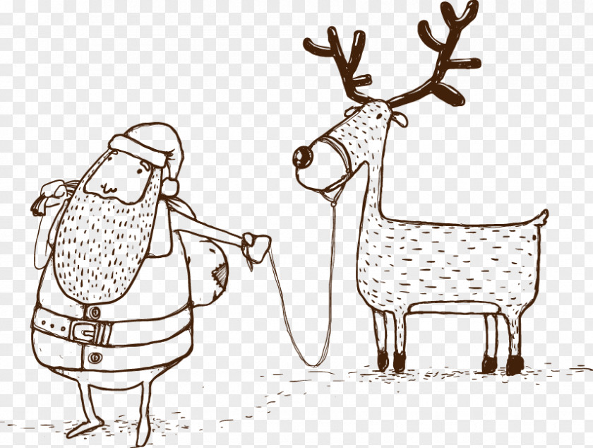 Hand-painted Cartoon Camel Pattern Santa Claus Deer Christmas PNG
