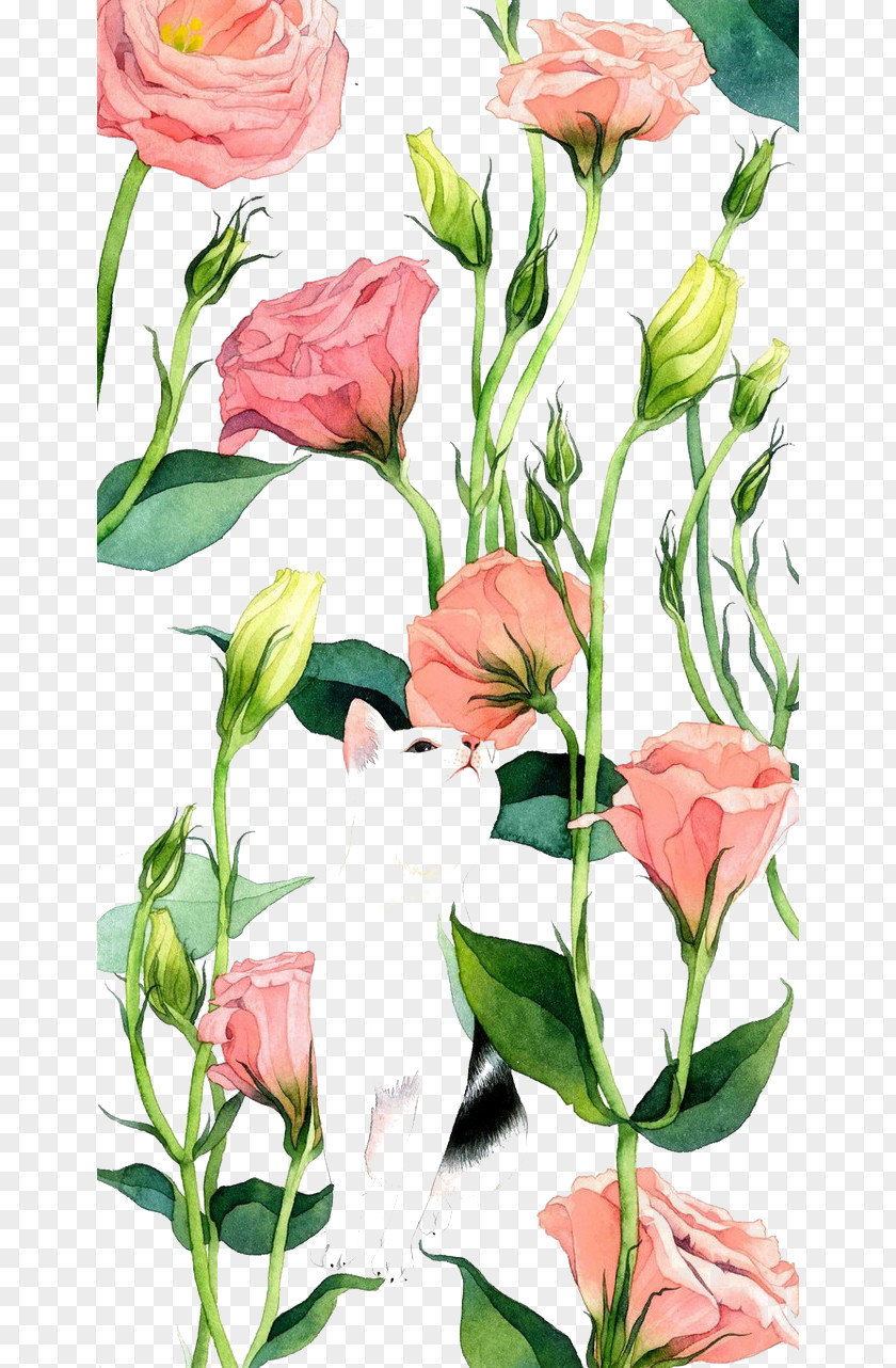 Hand-painted Flowers Background PNG flowers background clipart PNG