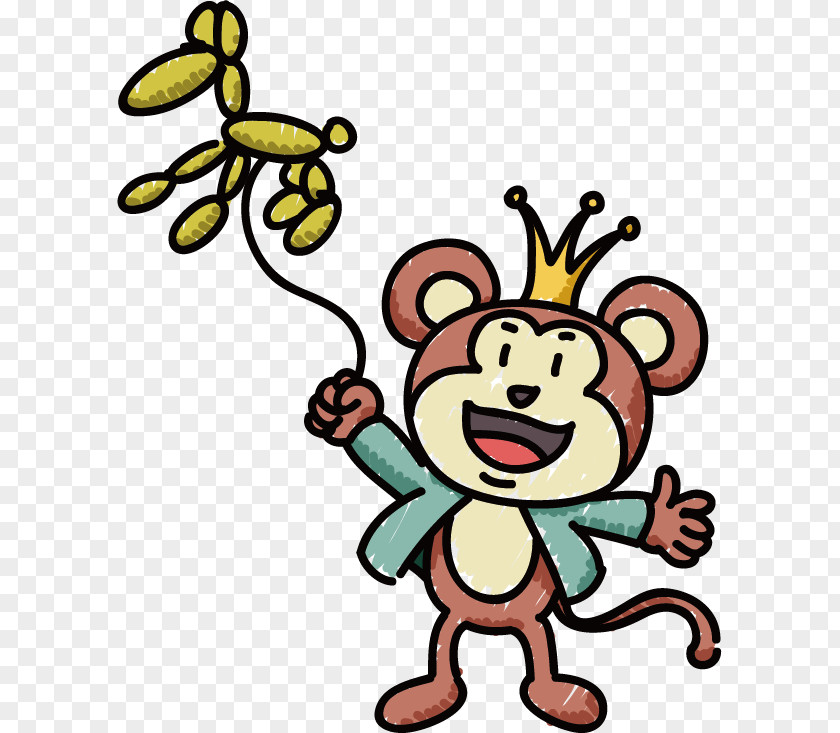 Hand-painted Monkey Circus Magic PNG