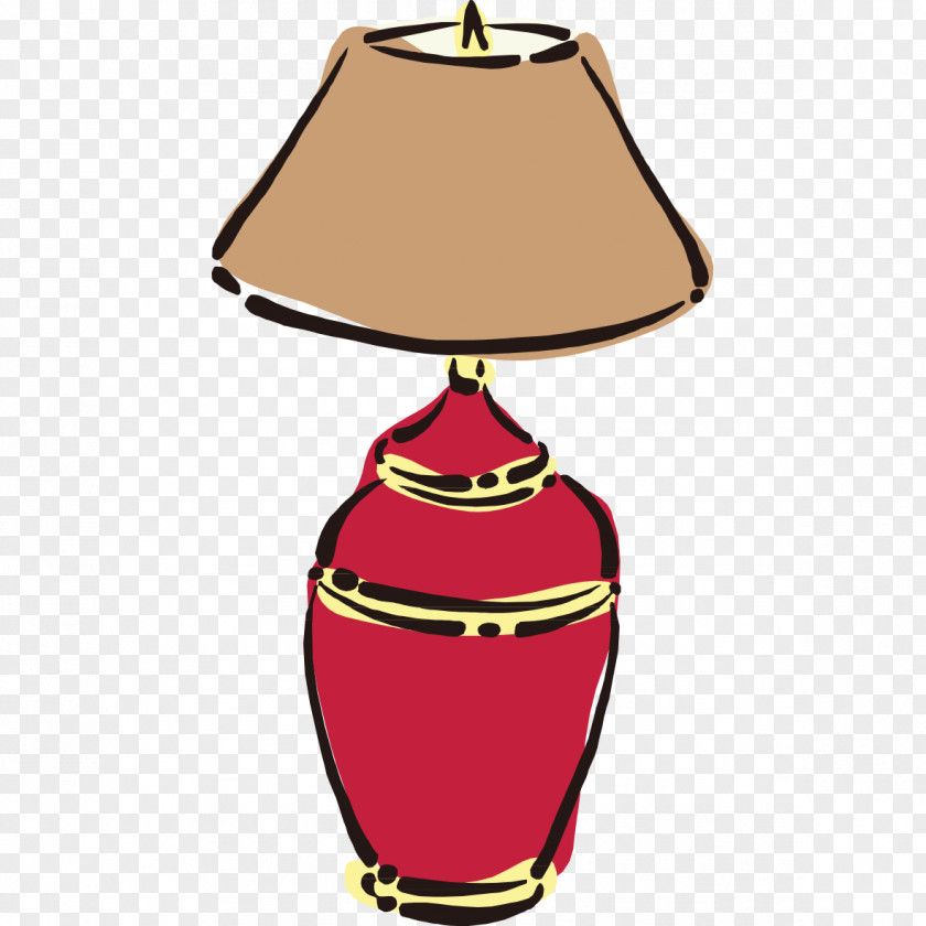 Hand-painted Pattern Red Lamp Lampe De Bureau Designer PNG