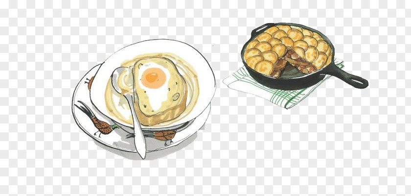 Apple Pie And Soup Breakfast Painting Illustration PNG