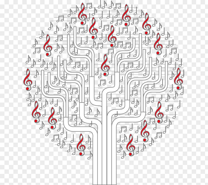 Hand-painted Circular Musical Elements Tree Diagram Clip Art PNG