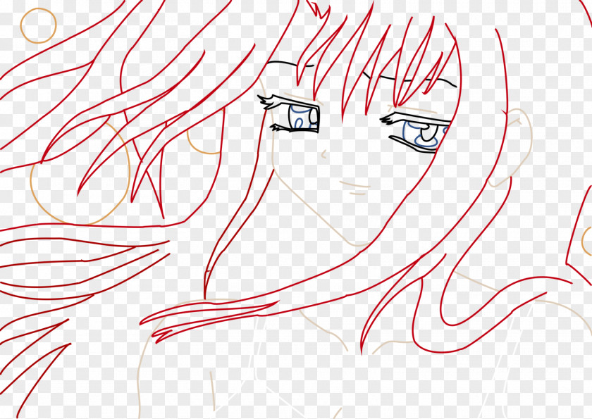 Haruko Line Art Hair Coloring Sketch PNG