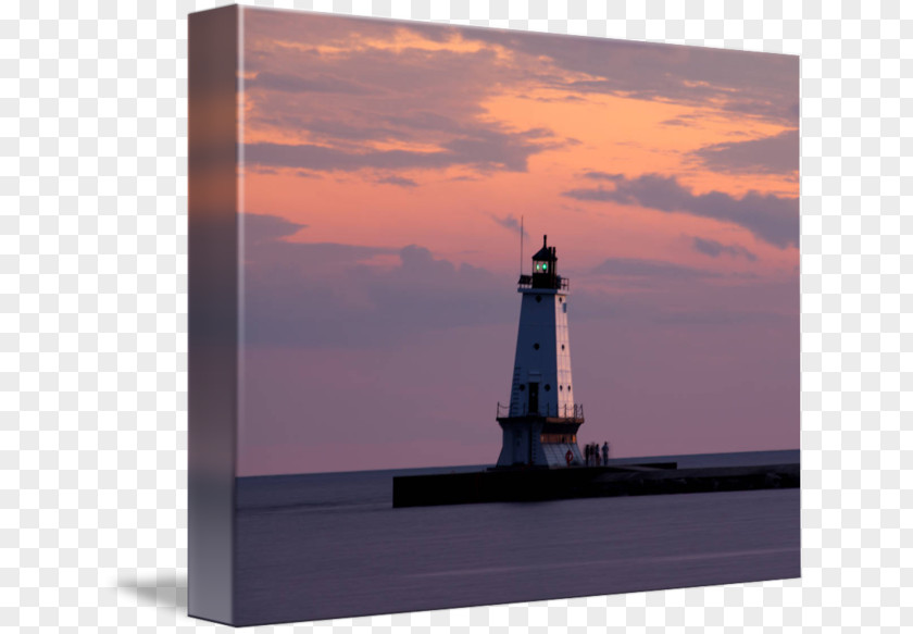 Ludington Lighthouse Art Breakwater Canvas PNG