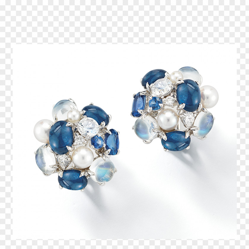 Pearl Diamond Sapphire Earring Body Jewellery PNG