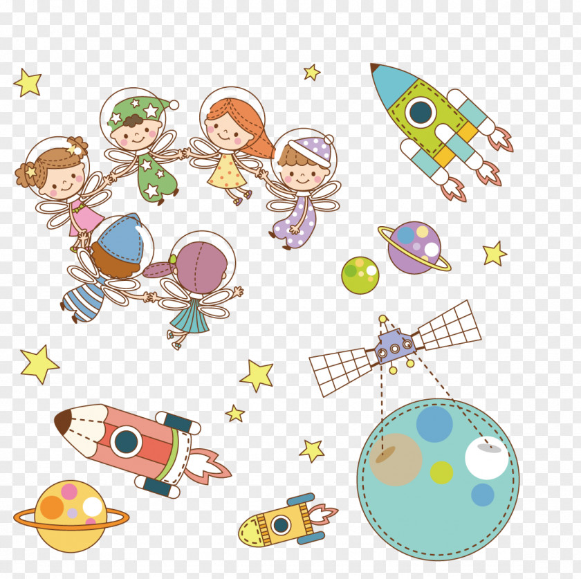 Cartoon Rocket Universe Outer Space PNG