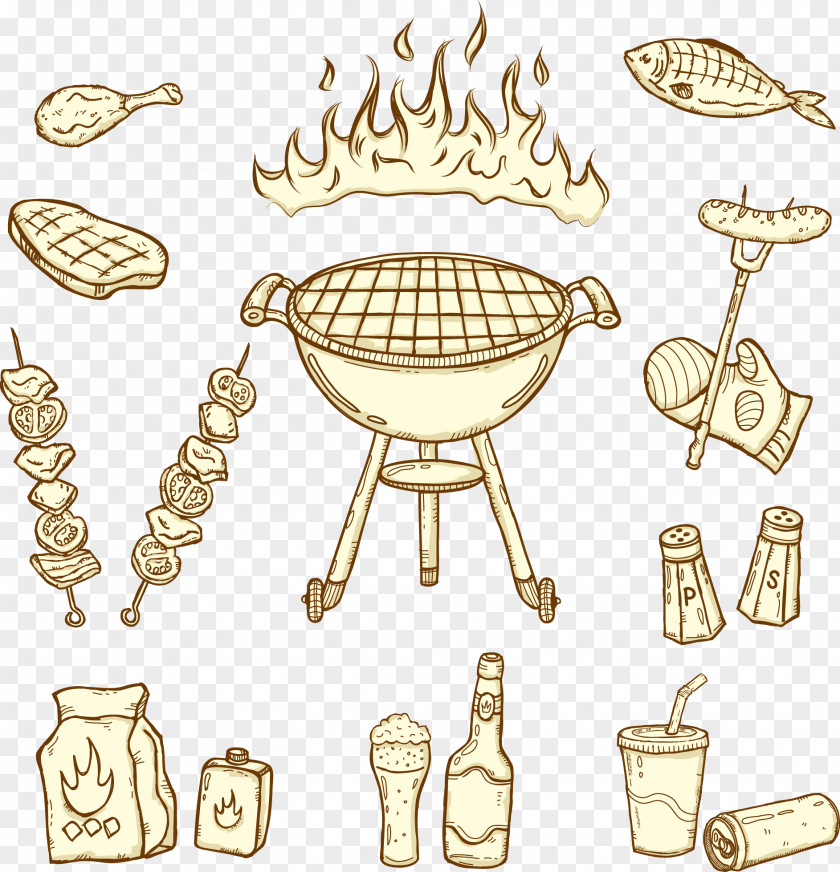 Hand-drawn Elements Barbecue Party Adobe Illustrator PNG
