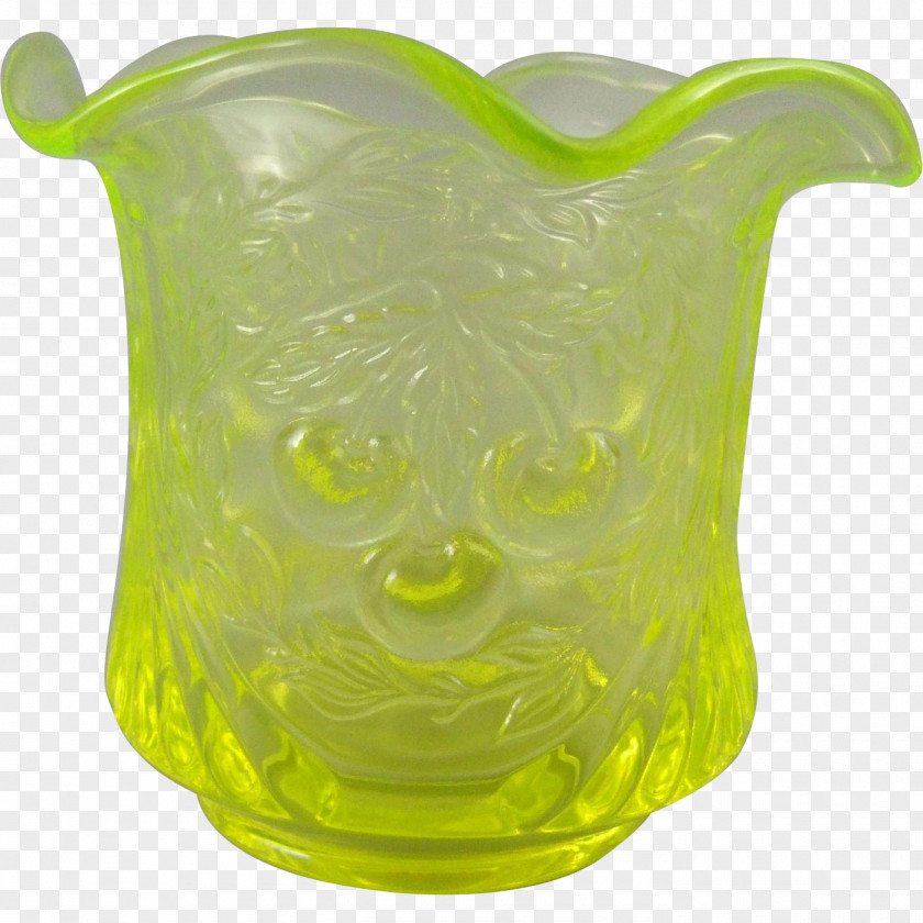 Sugar Bowl Uranium Glass Antique Green Stained PNG