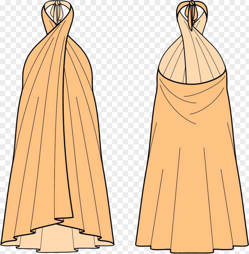 Yellow Dress Gown Skirt Illustration PNG