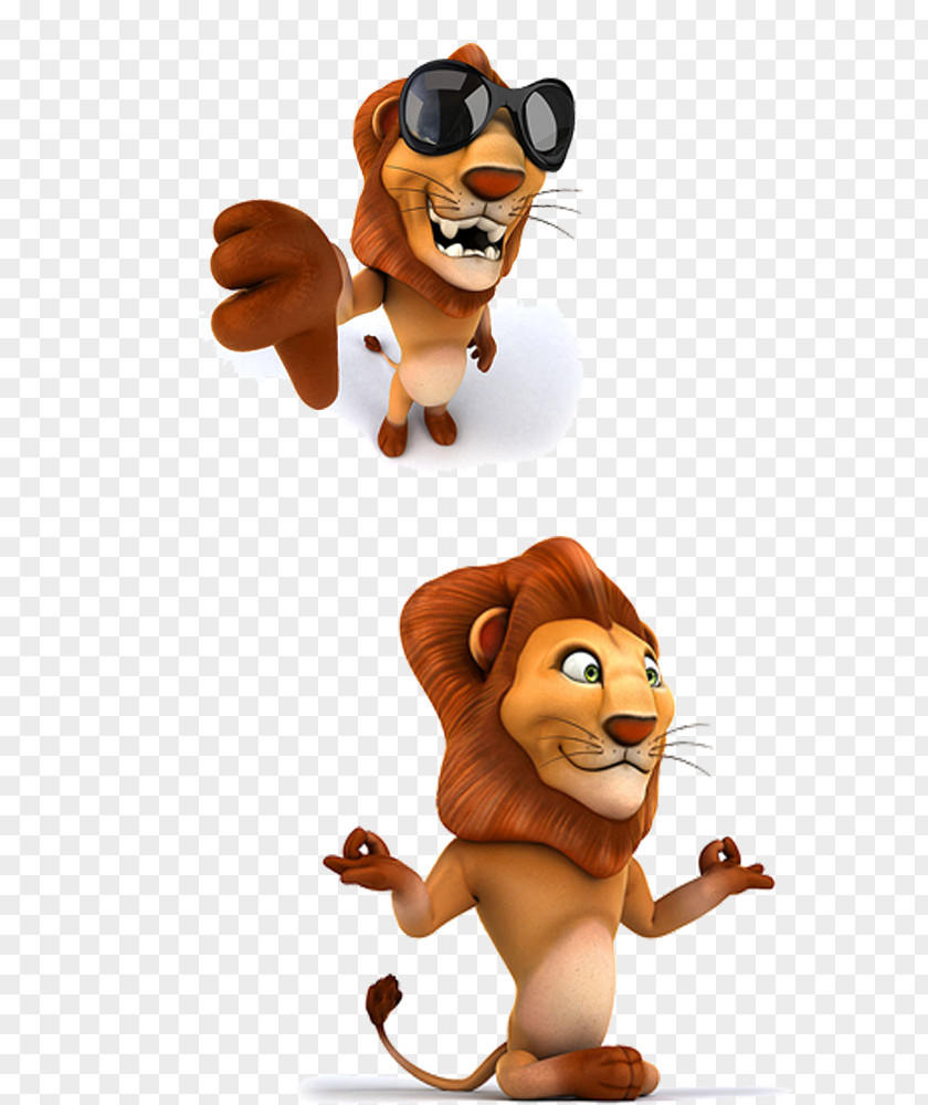 Cartoon Lion 3D Film Poster PNG