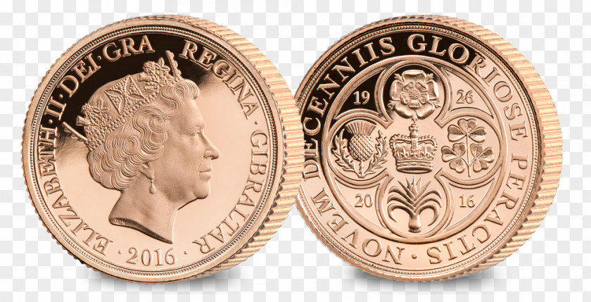 Queen Elizabeth II Gold Coin Piedfort Sovereign PNG