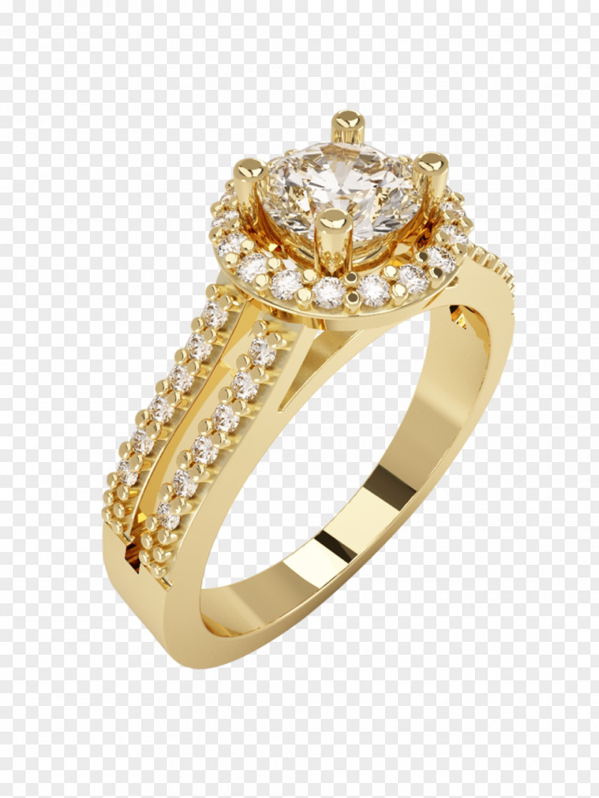Ring Engagement Gold Diamond Brilliant PNG