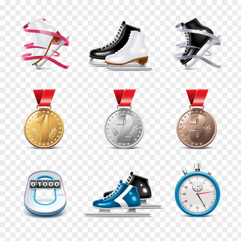 Vector Skates And Medals Ice Skating Olympic Medal Sport PNG