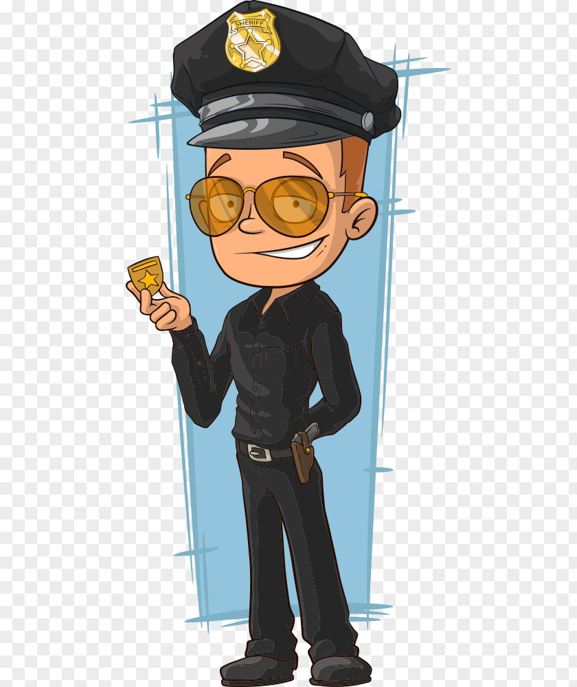 Police Officers Wearing Black Uniforms Vector Officer Cartoon Drawing Illustration PNG