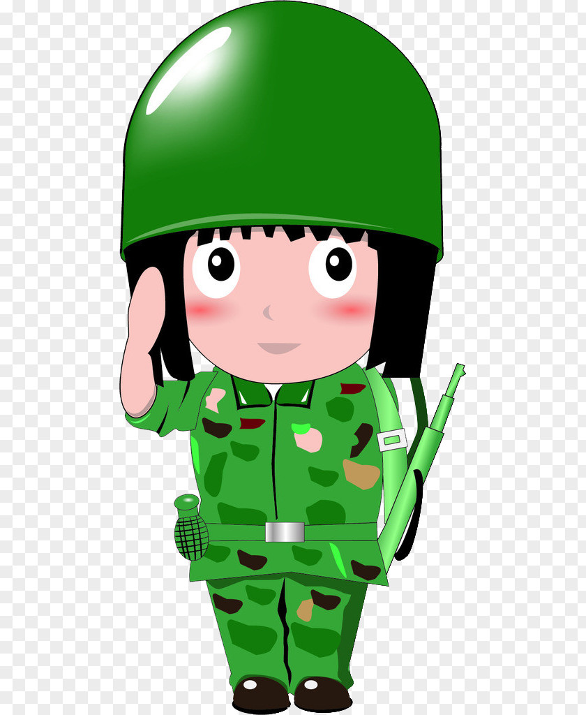 Salute The Soldiers Cartoon Q-version Femmes Dans Larmxe9e PNG
