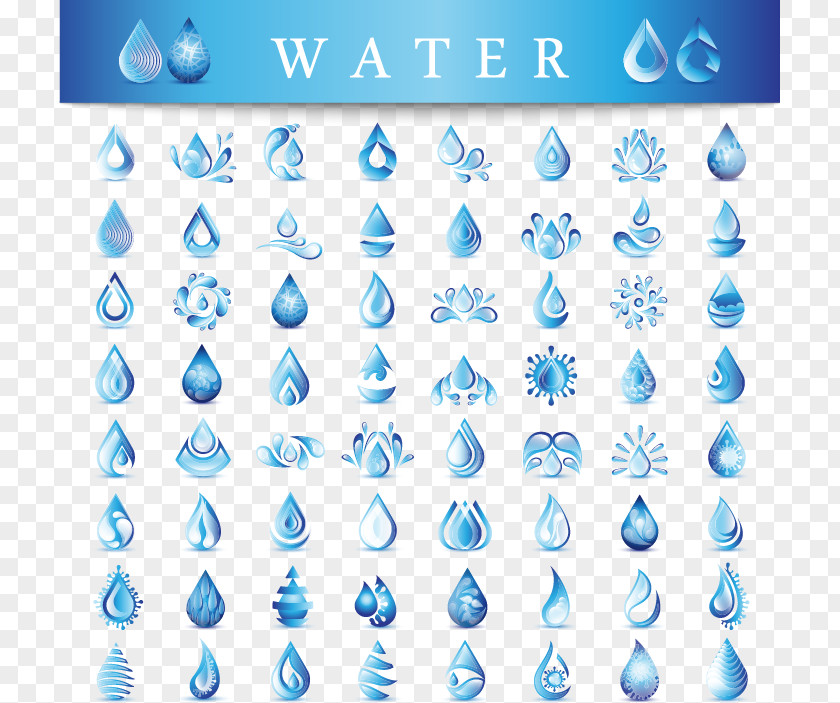 Blue Water Drops Vector Design Material Logo PNG