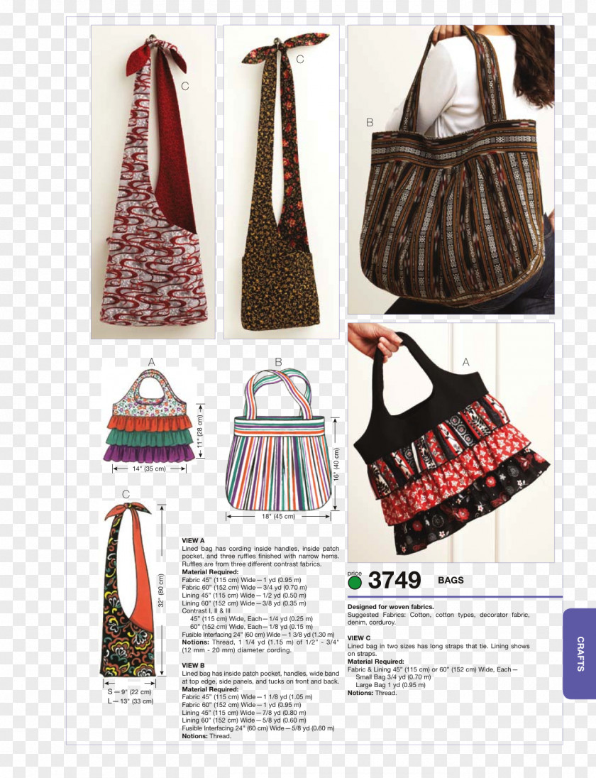 Sewing Supplies Handbag Tote Bag Pattern PNG