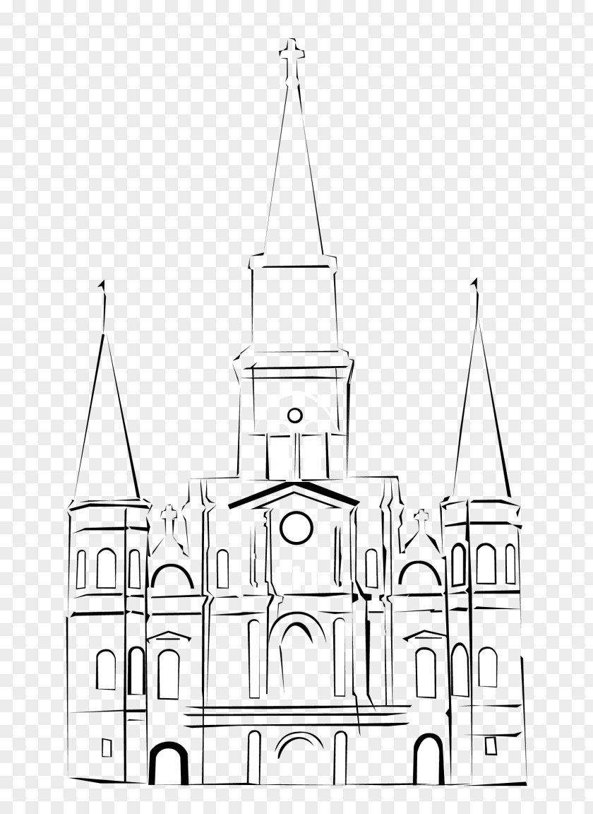 Cathedral St. Louis Line Art Image Vector Graphics PNG