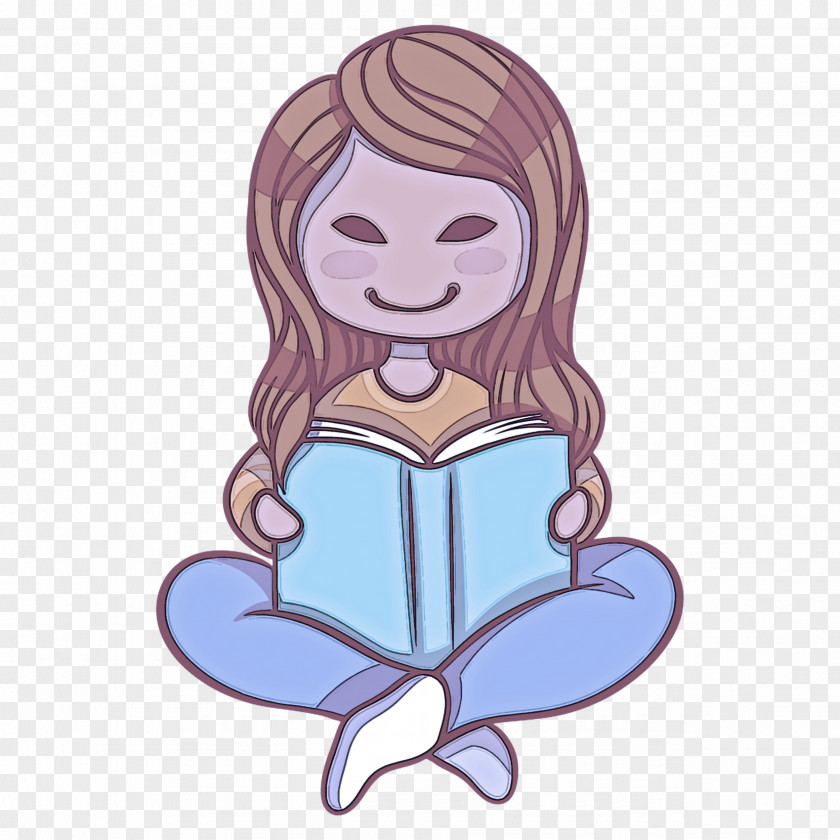 Heart Reading Cartoon Violet Purple Sitting Fictional Character PNG