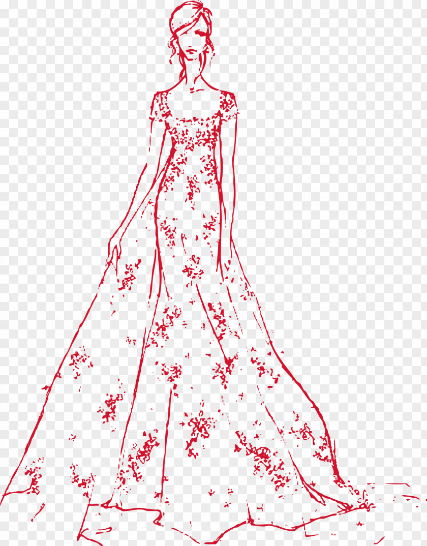Vector Bride Wedding Fashion Show Drawing Dress Sketch PNG