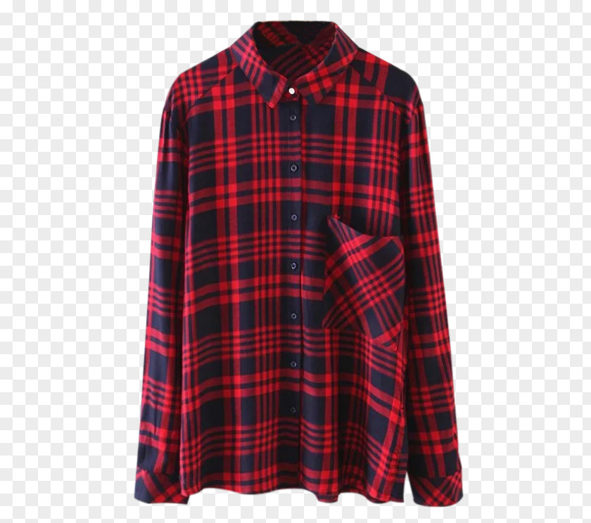 Shirt Pocket Tartan Blouse PNG