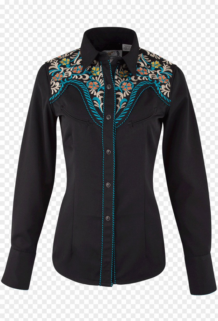 Soviet-style Embroidery Blouse Turquoise PNG