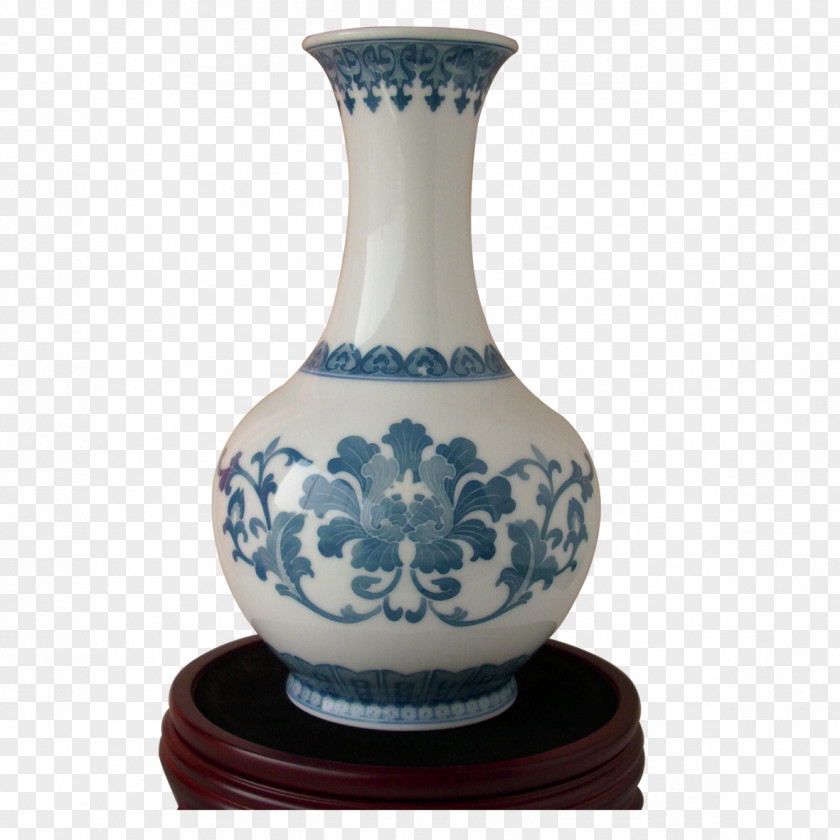 Blue And White Porcelain Vase Jingdezhen Chinese Ceramics Pottery PNG