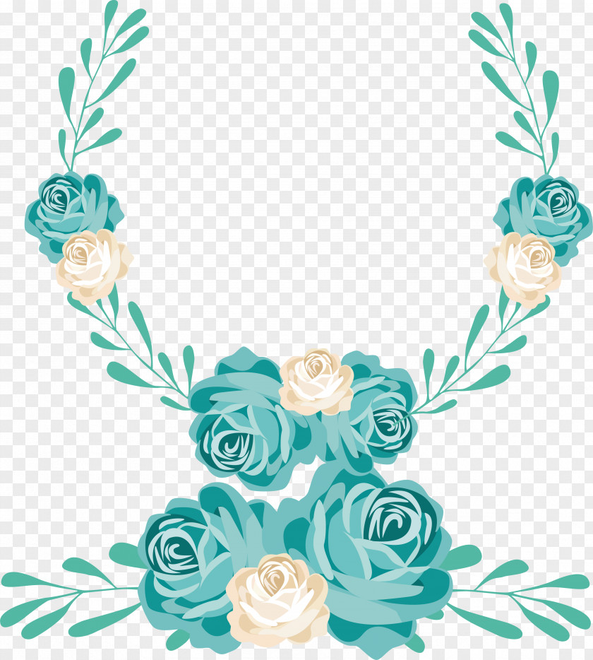 Cartoon Hand-painted Wedding Flower Door Decoration PNG