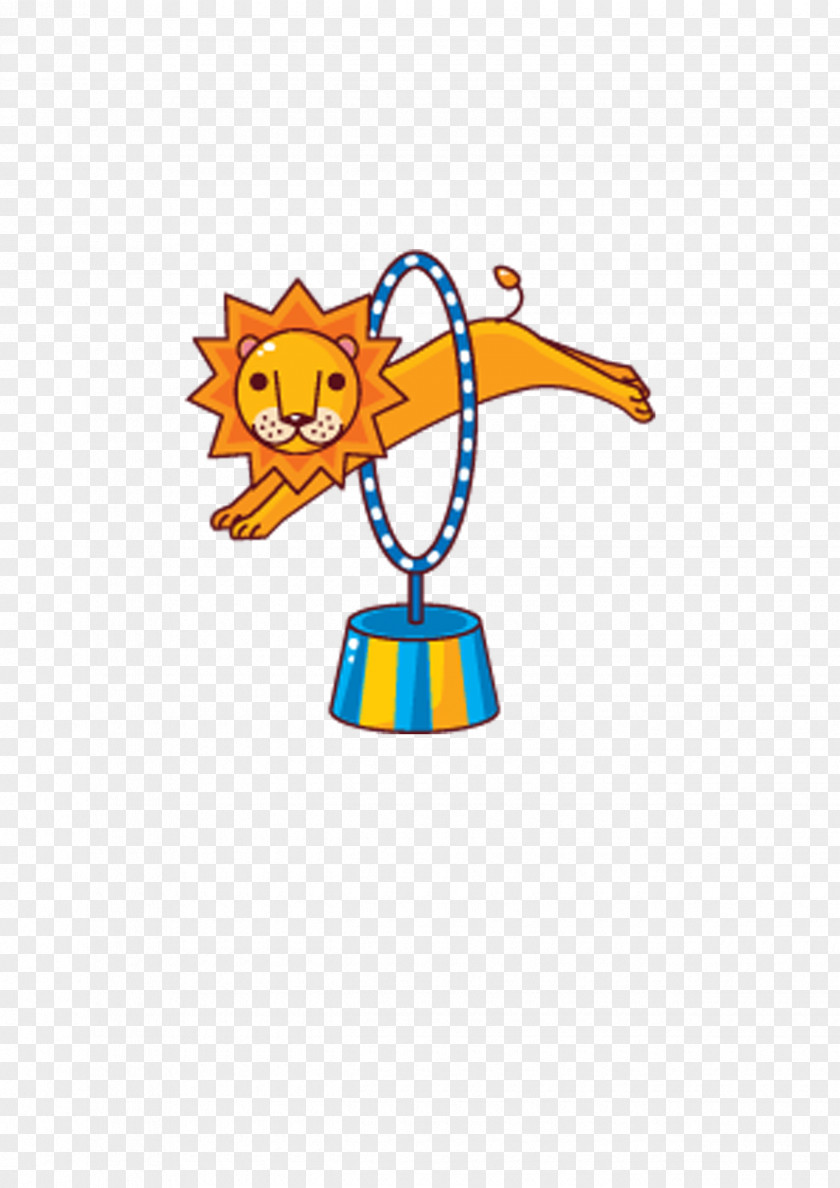 Circus Lion Cartoon Illustration PNG