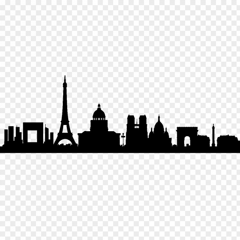Paris Skyline Silhouette Wall Decal PNG
