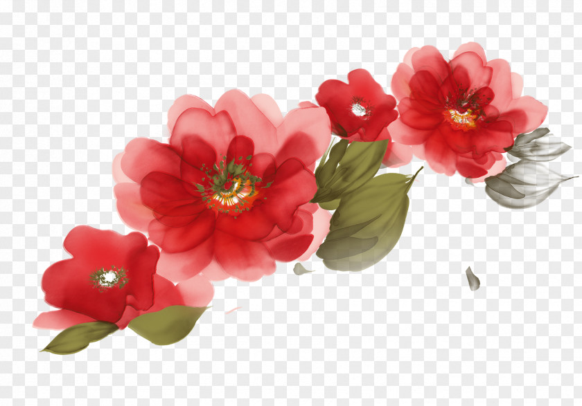 Red Watercolor Flower Decoration Pattern Euclidean Vector PNG