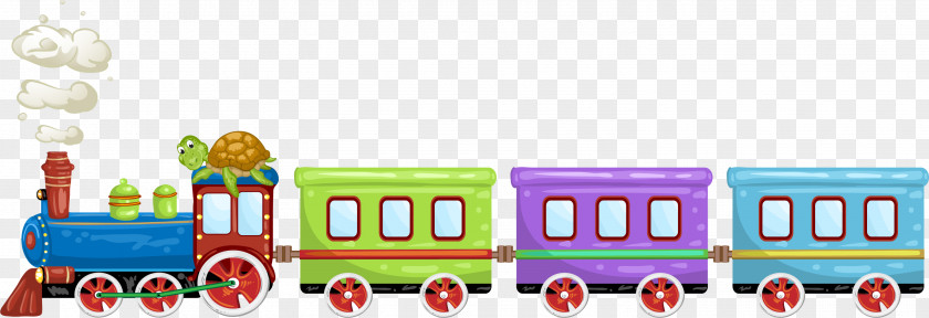 Colorful Cartoon Train Toy Illustration PNG