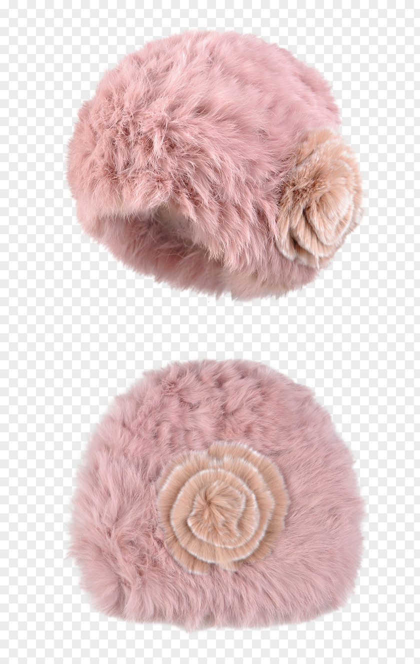 Kenmont Winter Rabbit Fur Hat Pink Knit Cap PNG