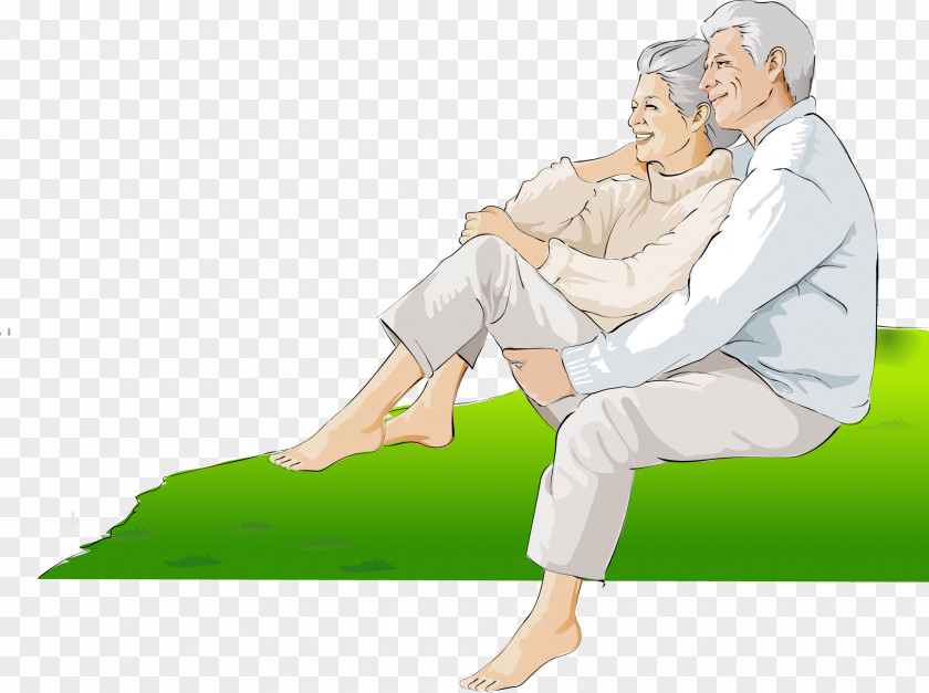 The Old Man Sitting On Grass Vector Age PNG