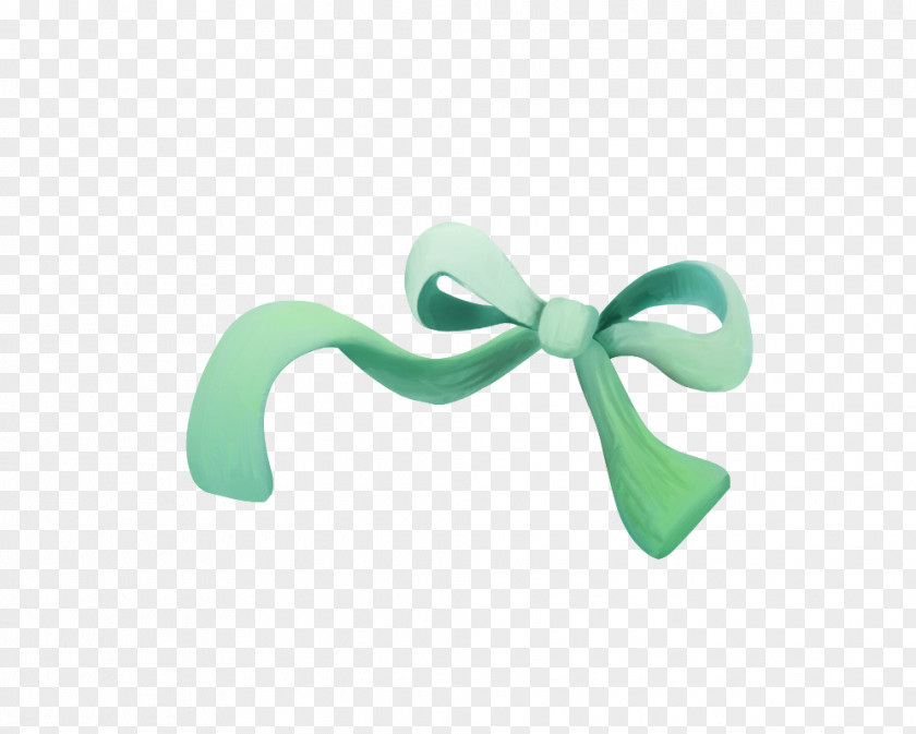 Floating Bow Shoelace Knot Green Ribbon PNG