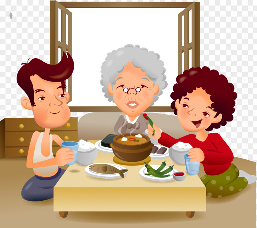 Meal Time Vector Graphics Illustration Family Image Cartoon PNG Image ...