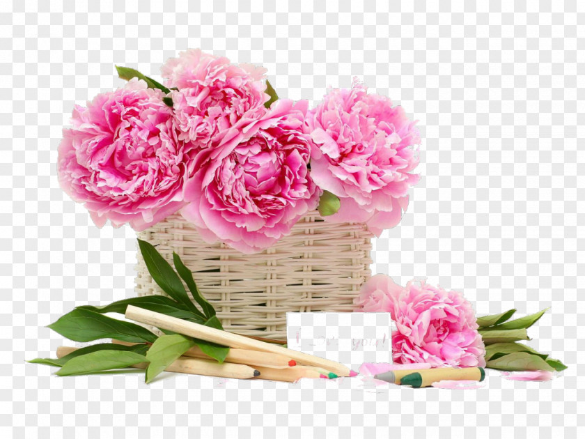 Peony Pink Flowers Flower Bouquet Rose Basket PNG