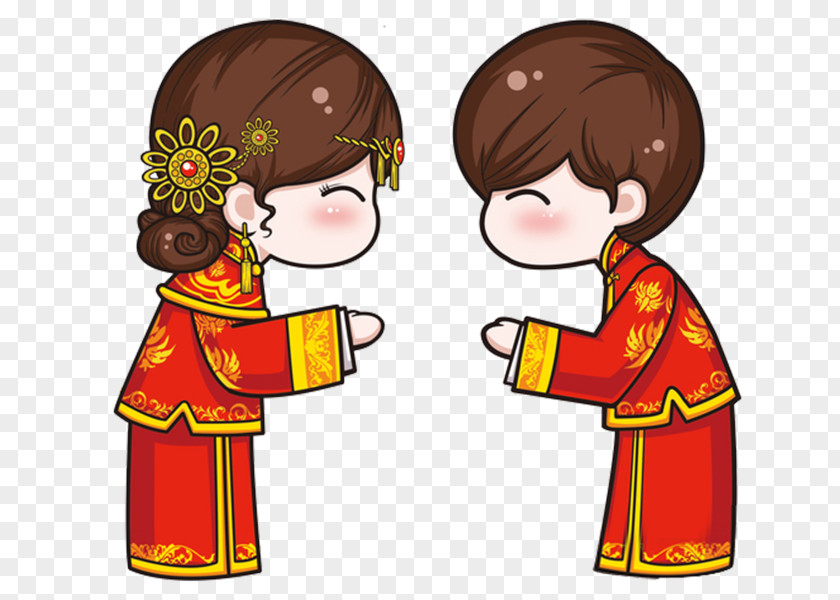 Cartoon Chinese Wedding Men And Women Marriage PNG