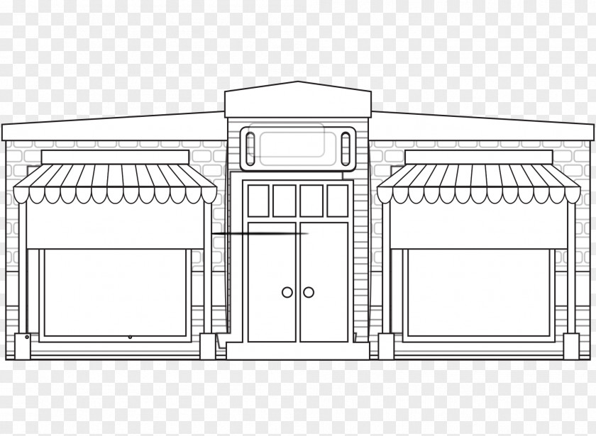 Store House Structure Drawing Facade PNG