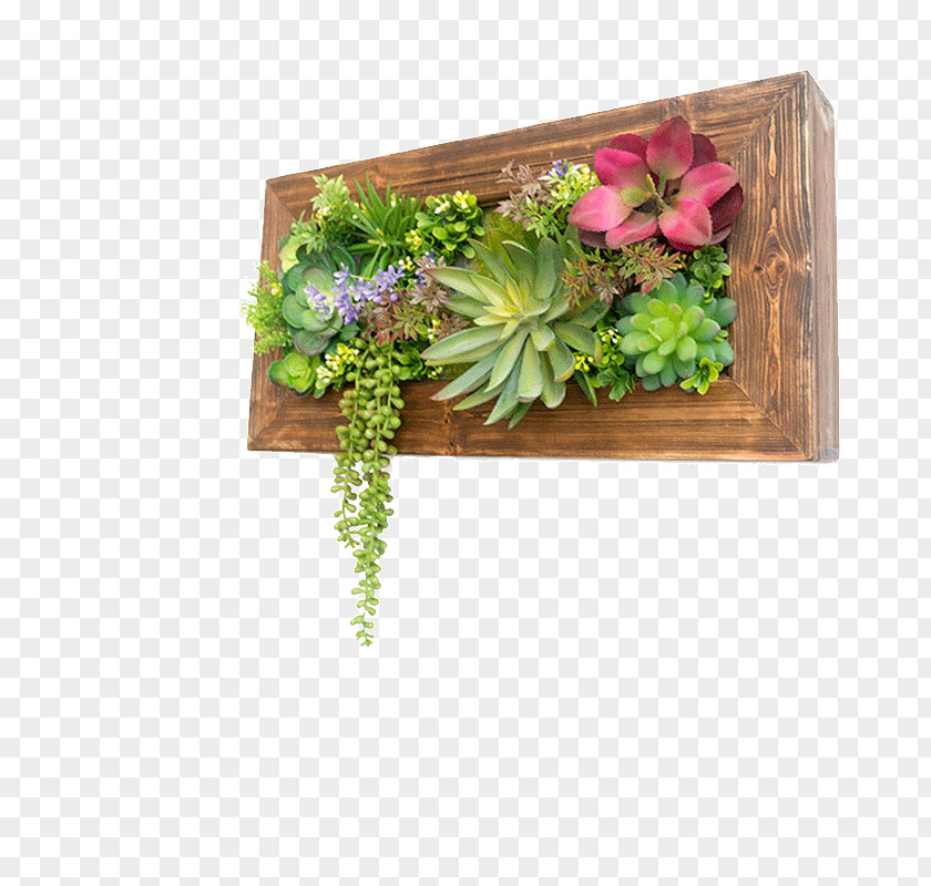 Artificial Flowers Succulents Wooden Wall Hangings Green Garden Flowerpot Succulent Plant PNG