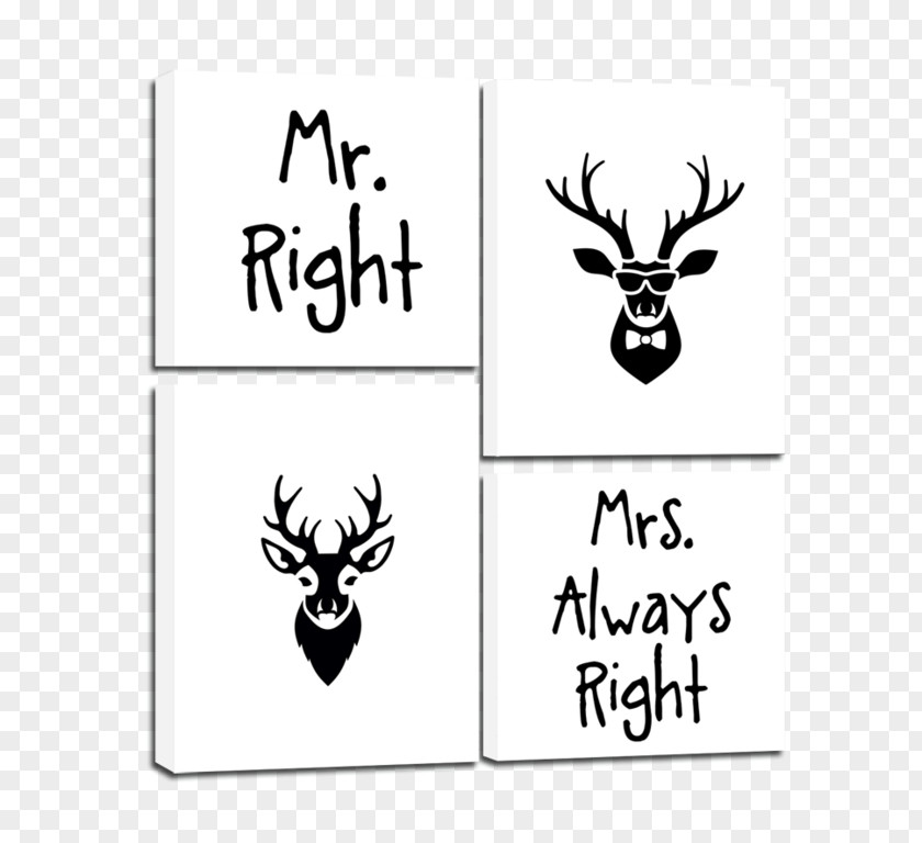 Painting Canvas Mrs. Mr. Reindeer PNG