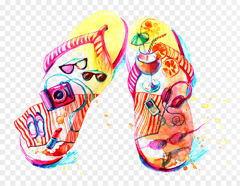 Drawing Sandals Flip-flops Watercolor Painting Illustration PNG