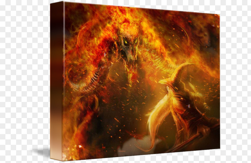 Gandalf Gollum Balrog The Lord Of Rings Art PNG
