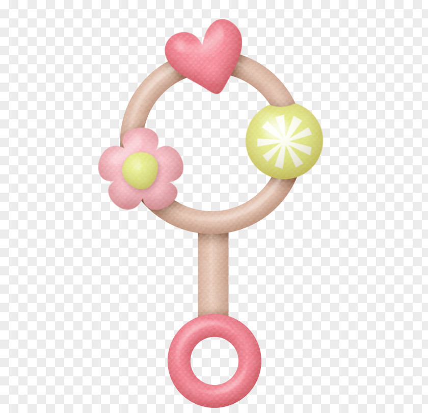 Infant Girl Baby Rattle PNG rattle , Rattle, pink and beige heart toy illustration clipart PNG