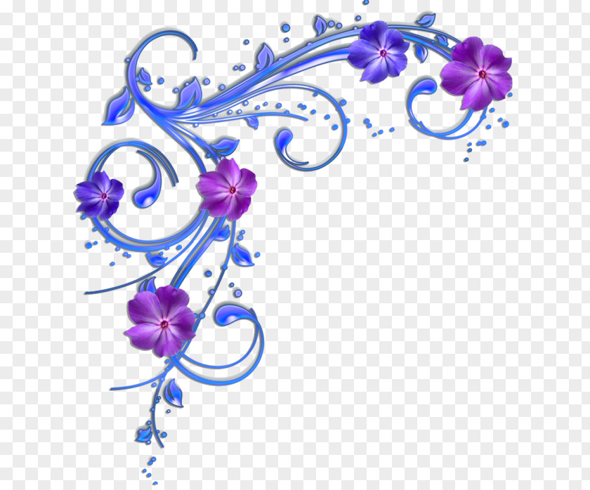 Purple Clip Art Borders And Frames Blue Flower PNG
