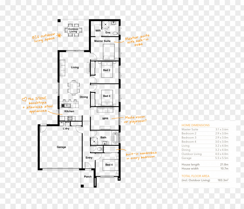 Line Floor Plan Furniture PNG