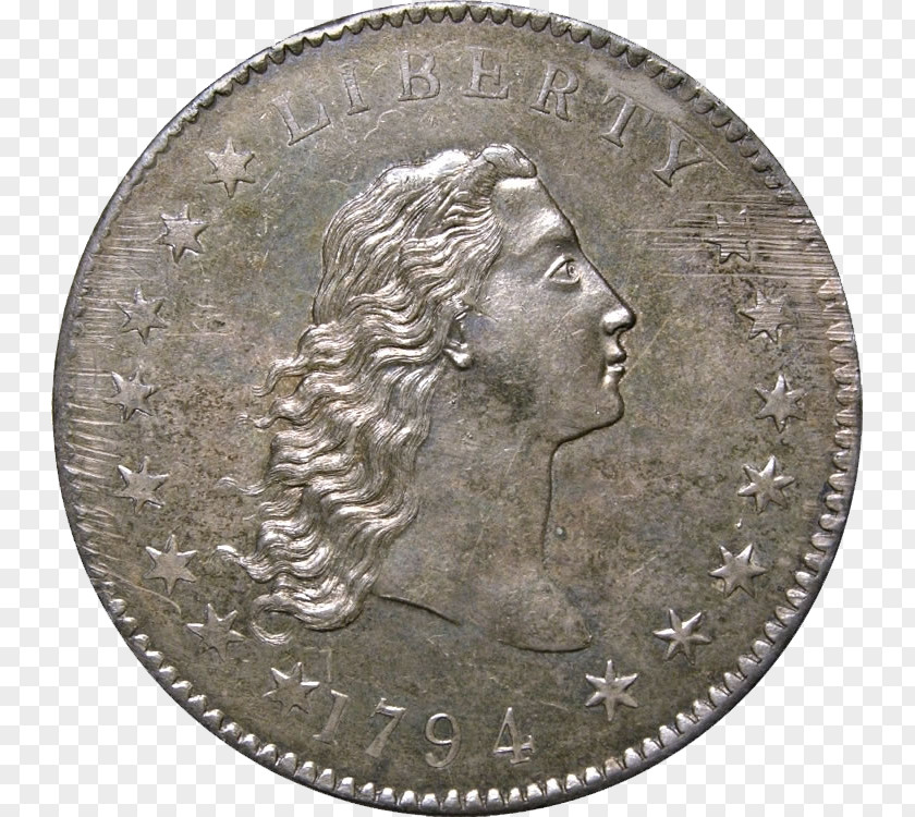 Coin Dollar Flowing Hair United States Half PNG