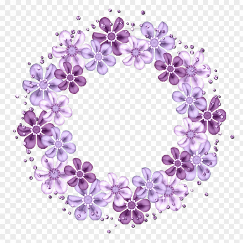 Purple Small Floral Frame Design Flower Petal Scrapbooking Label PNG